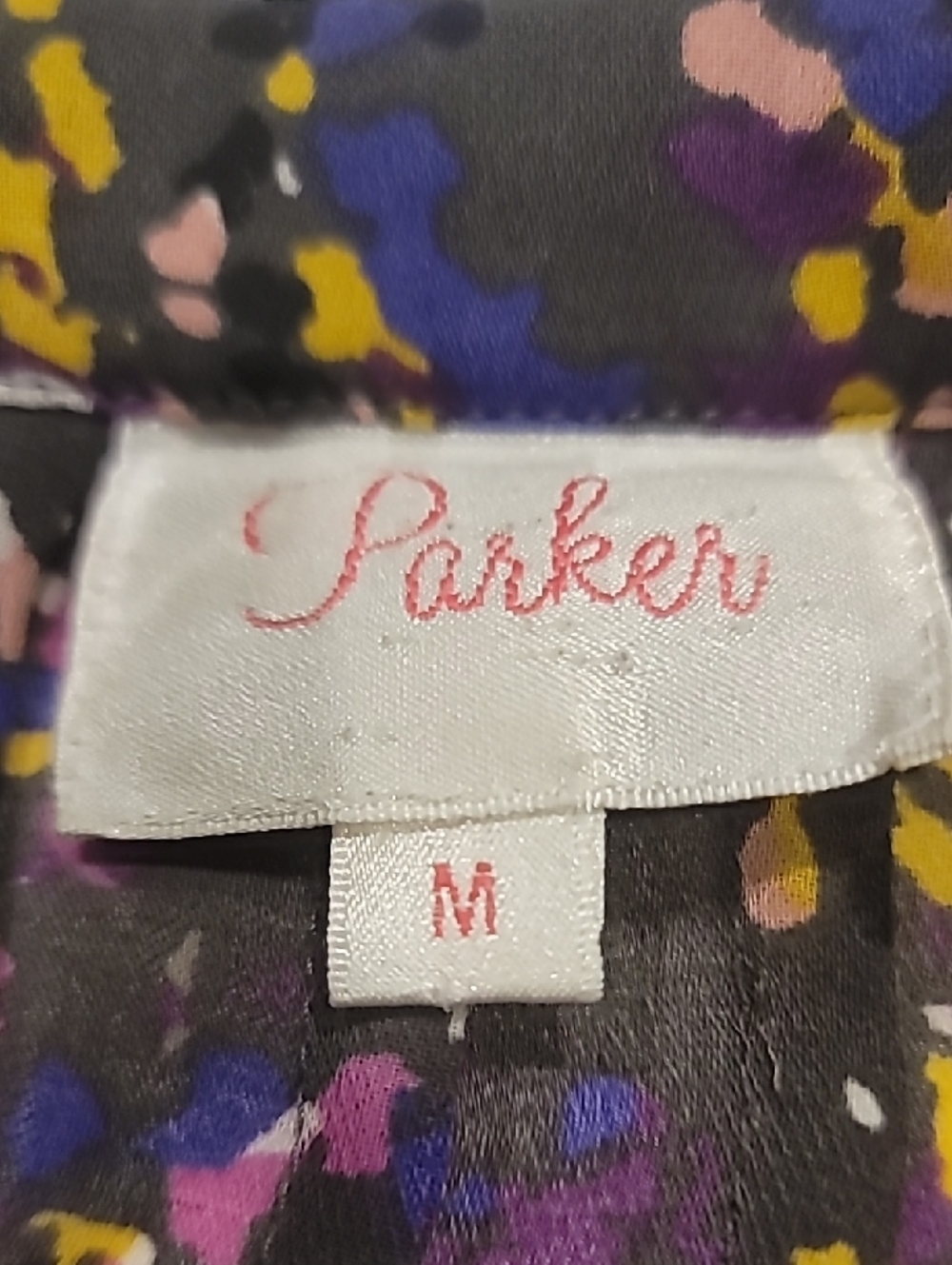 Parker Victorian Sheer Blouse Purple, Yellow and Black Abstract Print - Picture 8 of 10